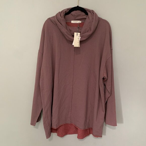 NEW Mododoc striped cowl‎ neck mid weight long sleeve pullover sweatshirt - Picture 1 of 9